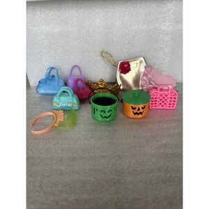 Barbie Or Doll Lot of 13 Fashion Dolls Accessories Purses Glasses Halloween Tote